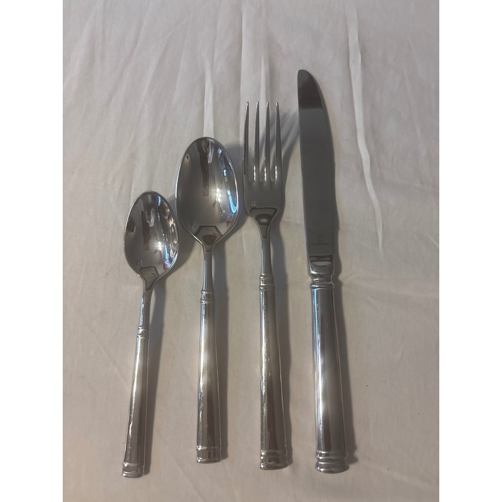 Fortessa Flatware Set 4pc‎ Silver Excellent Mirror Polished Stainless Steel